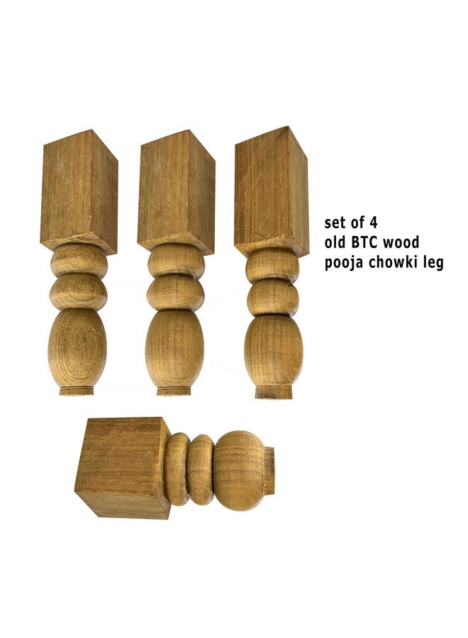ASHOFY Handmade Wooden Pooja chowki Leg Small Size Raw Without Polish Leg (Height -5.5") - Image 3